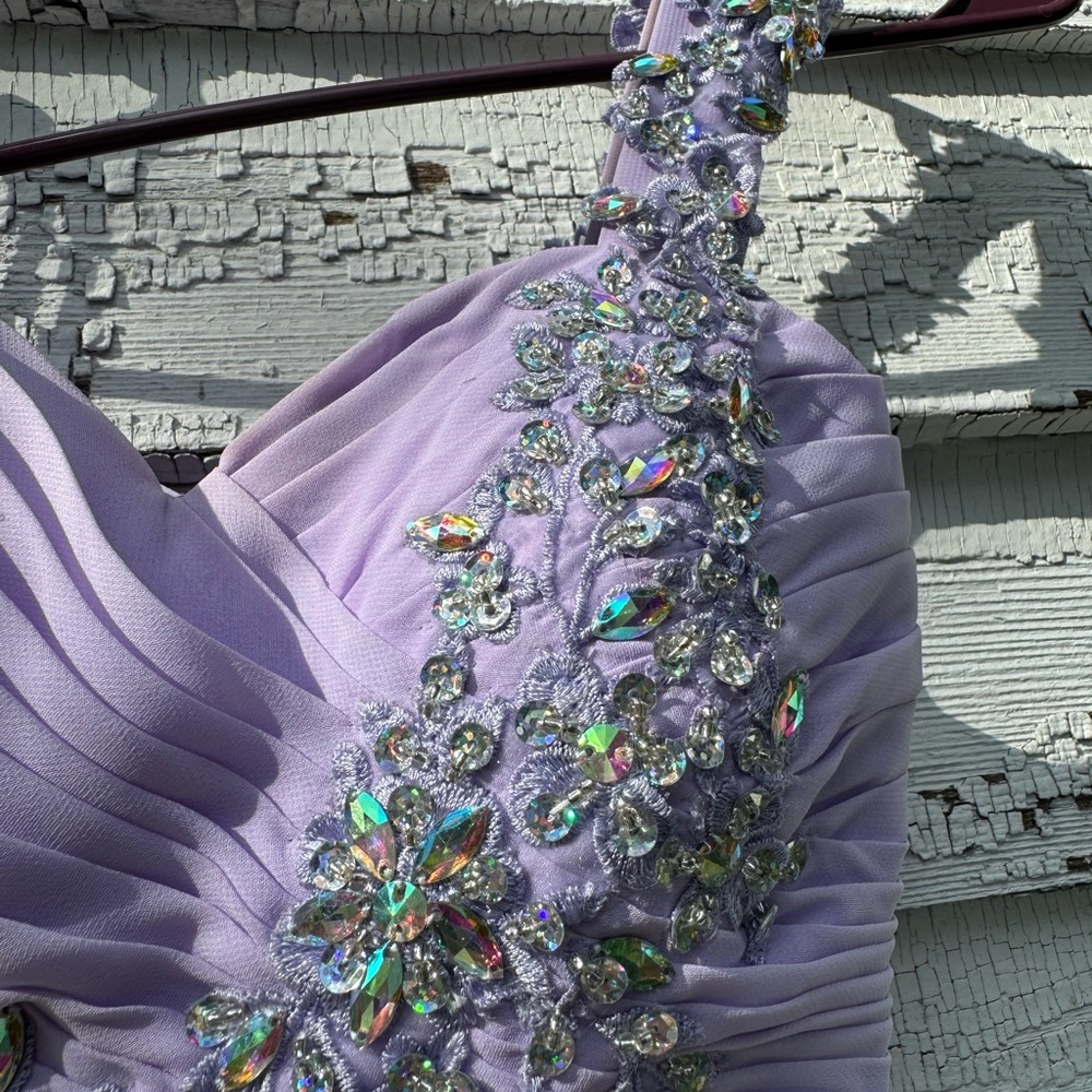 Izidress lavender Chiffon One Shoulder Gown Sz 2‎ - Picture 5 of 8